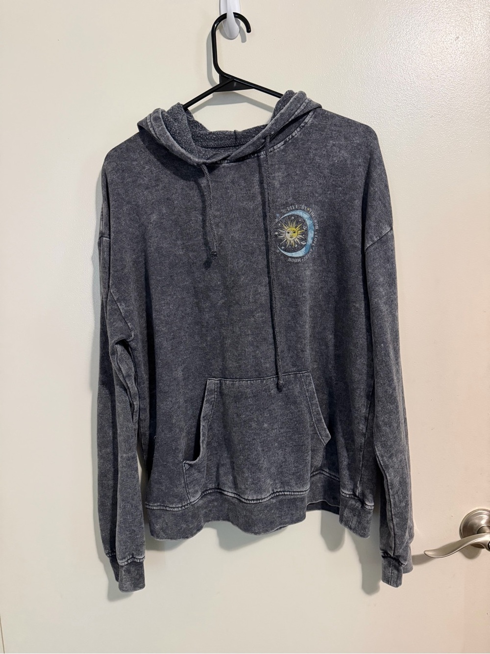 Washed Charcoal Sun Graphic Hoodie Sweatshirt